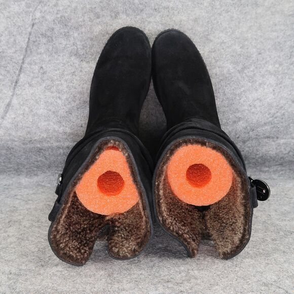 Stuart Weitzman Shoes Womens 7.5 Slouch Boot Short Leather Pull On Black Classic - Picture 6 of 16